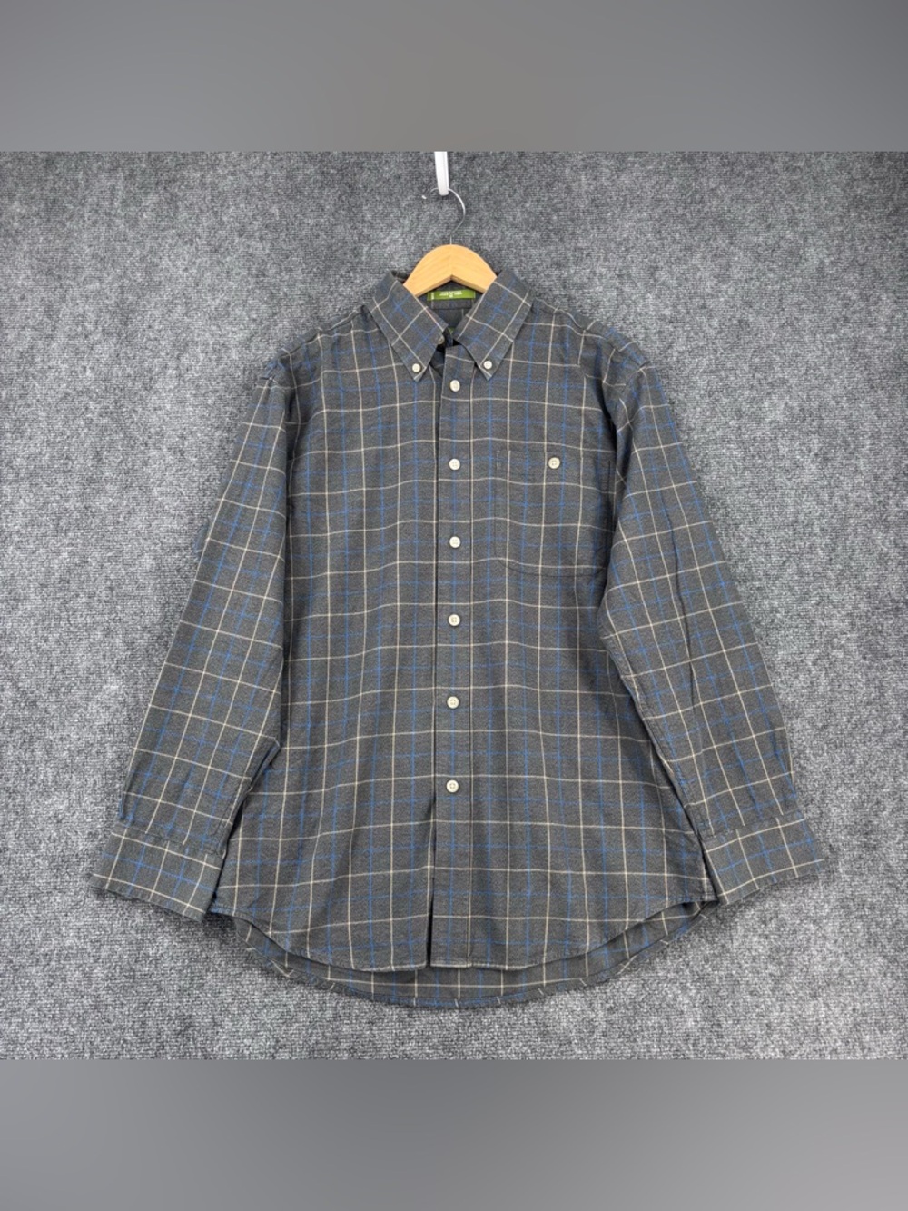 Orvis Gray Checkered Button Up Long Sleeve Shirt Men’s M Cotton Outdoor Preppy